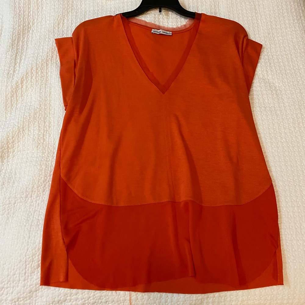Orange V-neck Shirt